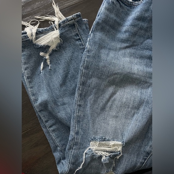 Pistola High Rise Blue Distressed Straight Leg Jeans with Classic Medium Wash 28 - Picture 9 of 9